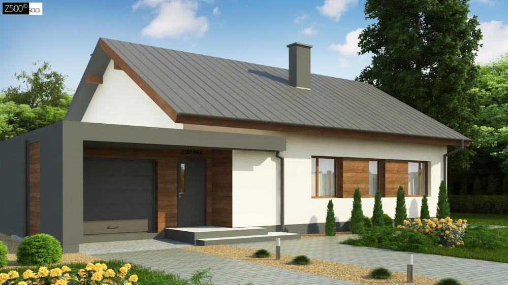 Классический дом с двускатной кровлей и современным дизайном фасадов Z182 GL P HB